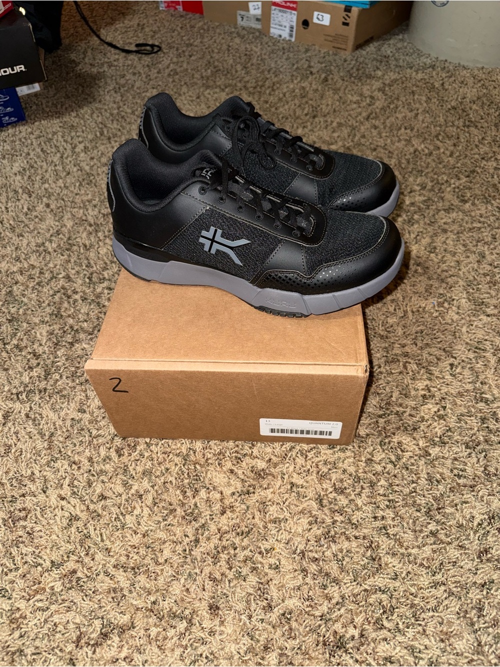 Kuru Quantum 2.0 Men’s Size 13 Wide Jet Black Slate Gray Athletic Shoes New